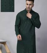 Green rayon viscose sequence embroidered kurta only
