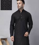 Black rayon viscose sequence embroidered kurta only