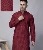Maroon rayon viscose sequence embroidered kurta only