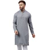 Light grey ethnic embroidered kurta