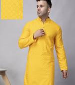 Yellow rayon viscose sequence embroidered kurta only