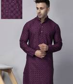 Purple rayon viscose sequence embroidered kurta only