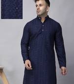 Navy blue rayon viscose sequence embroidered kurta only