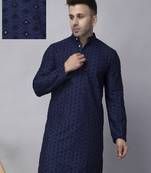 Navy blue rayon viscose sequence embroidered kurta only