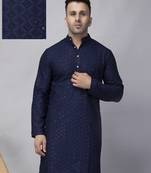 Navy blue rayon viscose sequence embroidered kurta only