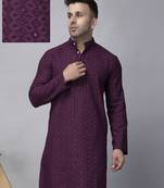 Purple rayon viscose sequence embroidered kurta only