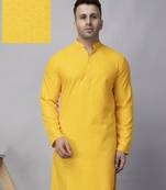 Yellow rayon viscose sequence embroidered kurta only