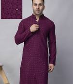 Purple rayon viscose sequence embroidered kurta only