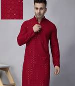 Navyblue rayon viscose sequence embroidered kurta only