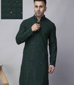 Green rayon viscose sequence embroidered kurta only