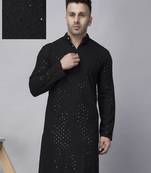 Black rayon viscose sequence embroidered kurta only