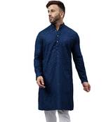 Navy blue ethnic embroidered kurta