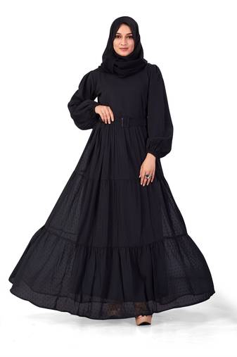 Black Georgette Stitched Abaya  without Hijab