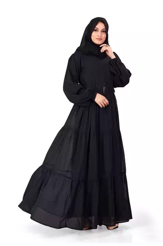 Black Georgette Stitched Abaya  without Hijab