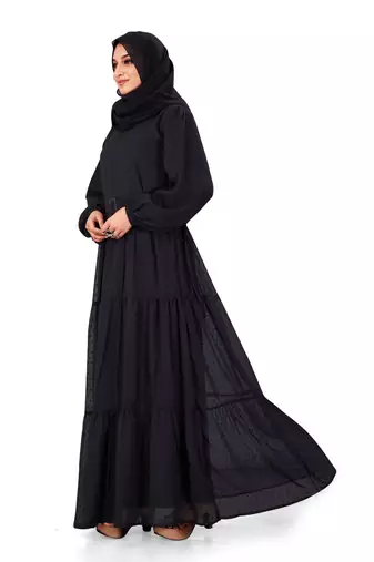 Black Georgette Stitched Abaya  without Hijab