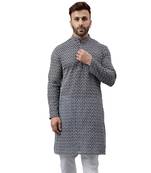 Light grey ethnic embroidered kurta