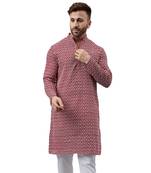 Maroon ethnic embroidered kurta