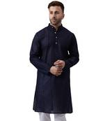 Navy blue ethnic embroidered kurta