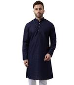 Navy blue ethnic embroidered kurta