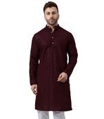 Maroon ethnic embroidered kurta