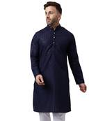 Navy blue ethnic embroidered kurta