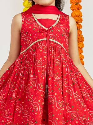  girls' red kurta palazzo set 5