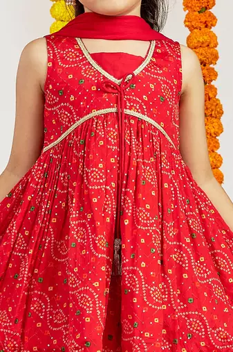  girls' red kurta palazzo set