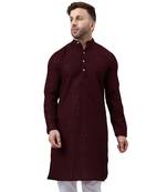 Maroon ethnic embroidered kurta
