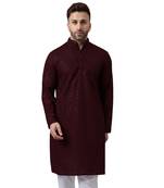 Maroon ethnic embroidered kurta