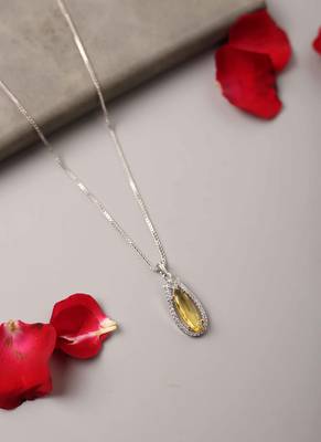 American Diamond Yellow Stone Necklace 5