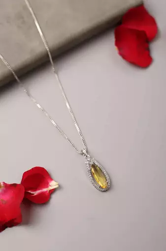 American Diamond Yellow Stone Necklace
