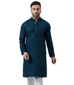 Green rayon embroidered kurta