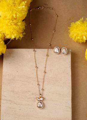 Single Stone Necklace Set With Earrings 5