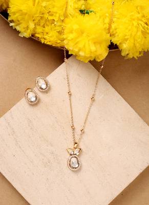 Single Stone Necklace Set With Earrings 6