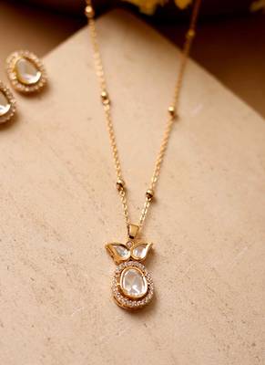 Single Stone Necklace Set With Earrings 7