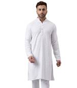 White rayon embroidered kurta