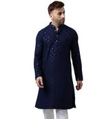 embroidered navy kurta