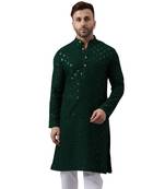 embroidered green kurta
