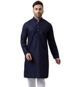 Navy rayon embroidered kurta