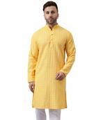 Lemon rayon embroidered kurta