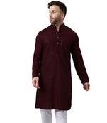 Maroon rayon embroidered kurta