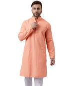 Peach rayon embroidered kurta