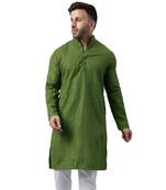 Mehandi green rayon embroidered kurta