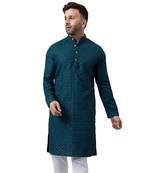 Green rayon embroidered kurta