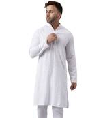White rayon embroidered kurta