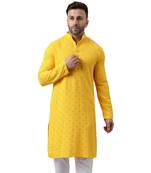 Yellow rayon sequin work kurta