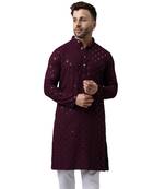 Maroon rayon sequin work kurta