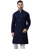Navy rayon sequin work kurta