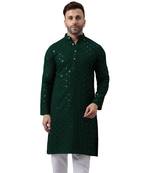Green rayon sequin work kurta