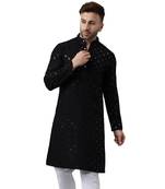 Black rayon sequin work kurta